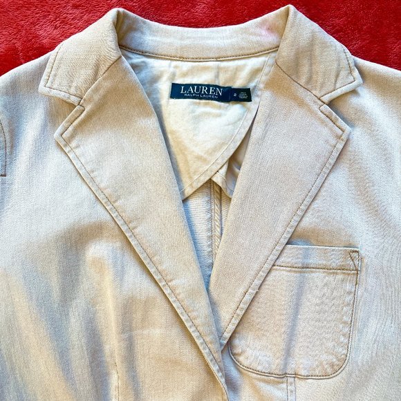 NWT Lauren Ralph Equestrian Leather Trim Stretchy Cotton blend Blazer Jacket - Picture 6 of 13